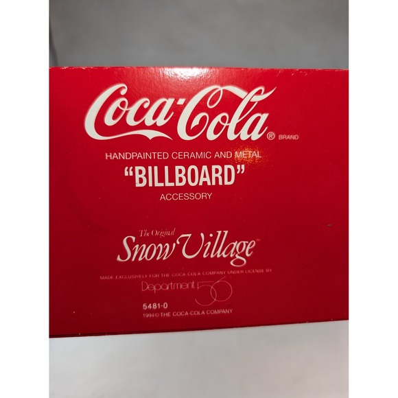 Coca Cola Snow Village Handpainted Ceramic Metal Billboard Accessory 54810 - Picture 6 of 6